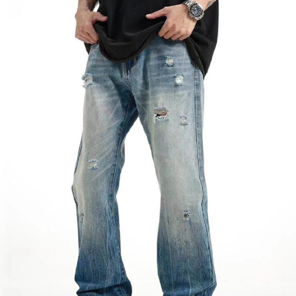 Gradient Water Washed Hole Jeans For Men Gradient Water Washed Hole Jeans For Men