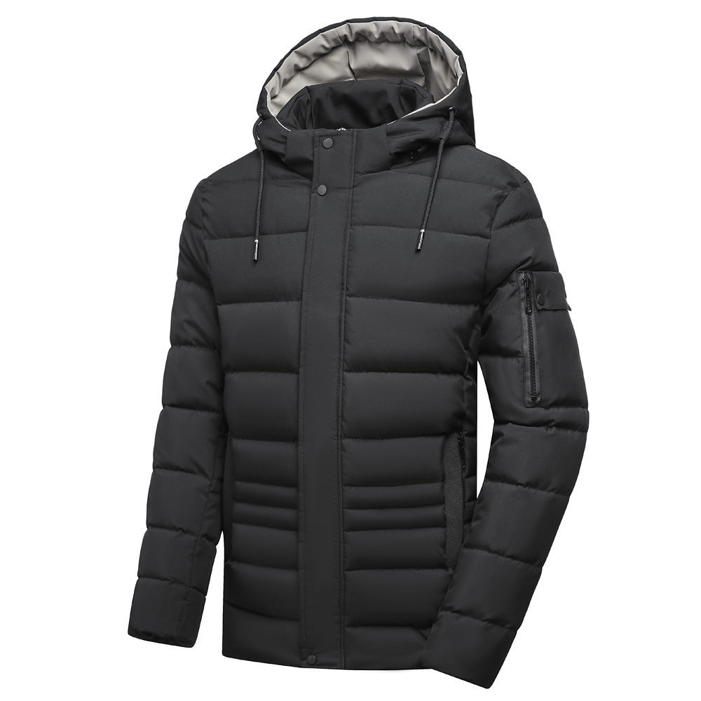 Fleece-lined Thickened Cotton Clothing Men's Coat Hooded Detachable Plus Size Fleece-lined Thickened Cotton Clothing Men's Coat Hooded Detachable Plus Size