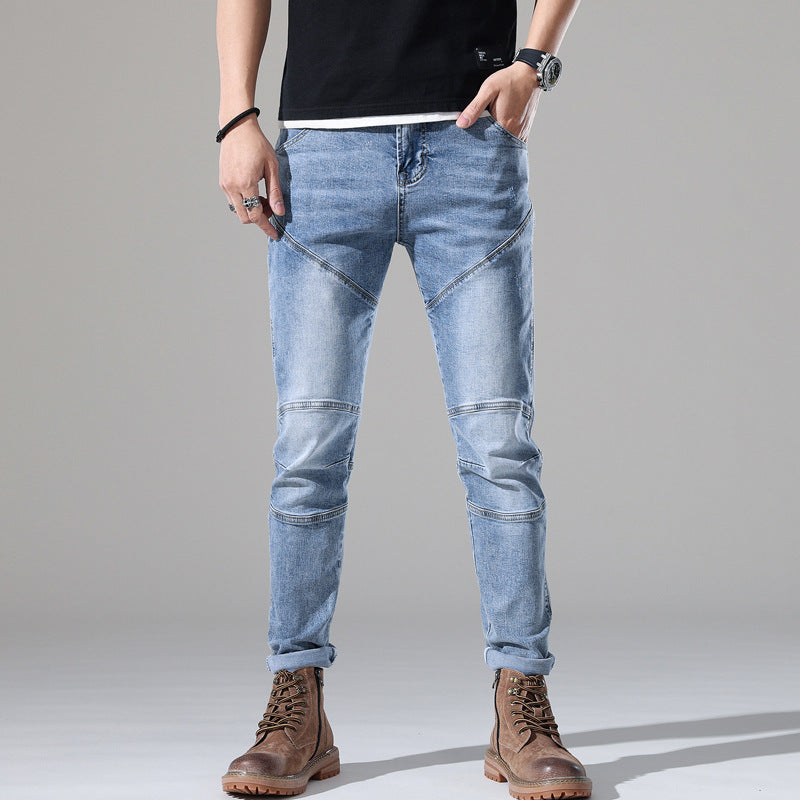 Men's Light-colored Elastic Stitching Embroidered Jeans Men's Light-colored Elastic Stitching Embroidered Jeans