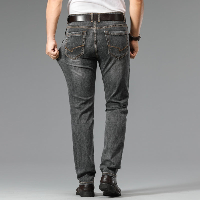 Straight Elastic Anti-theft Zipper Business Casual Denim Men's Pants Straight Elastic Anti-theft Zipper Business Casual Denim Men's Pants