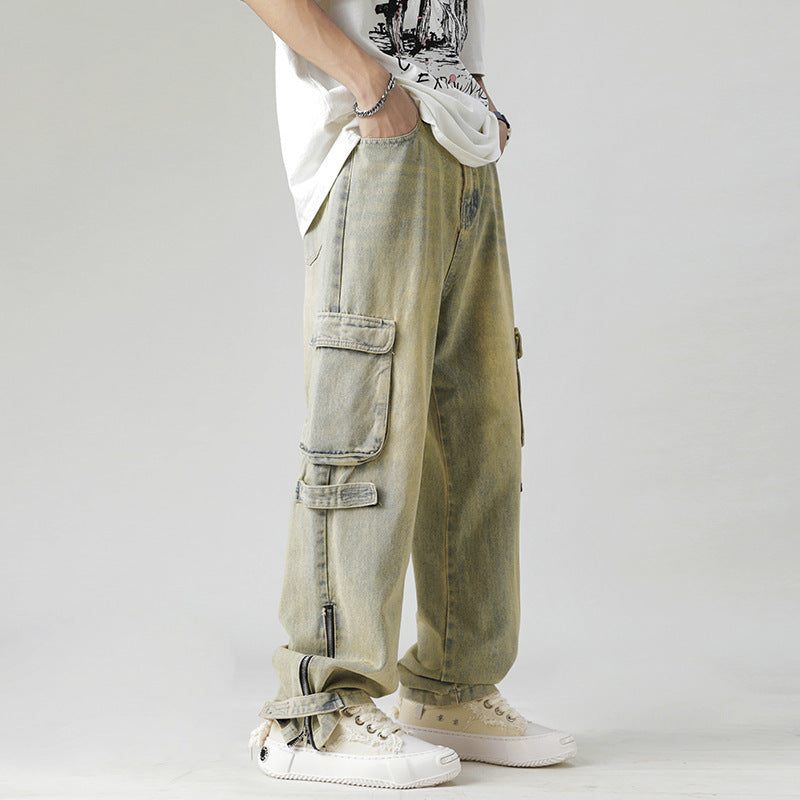 Retro Multi-pocket Workwear Jeans For Men Retro Multi-pocket Workwear Jeans For Men