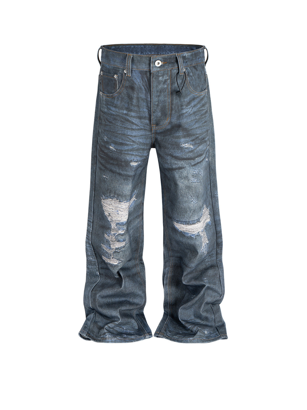 Men's And Women's Straight Worn Looking Washed-out Trousers Men's And Women's Straight Worn Looking Washed-out Trousers