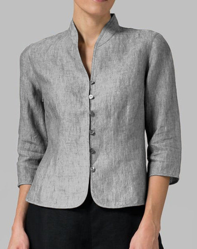 Cotton And Linen Short Women's Jackets Cotton And Linen Short Women's Jackets