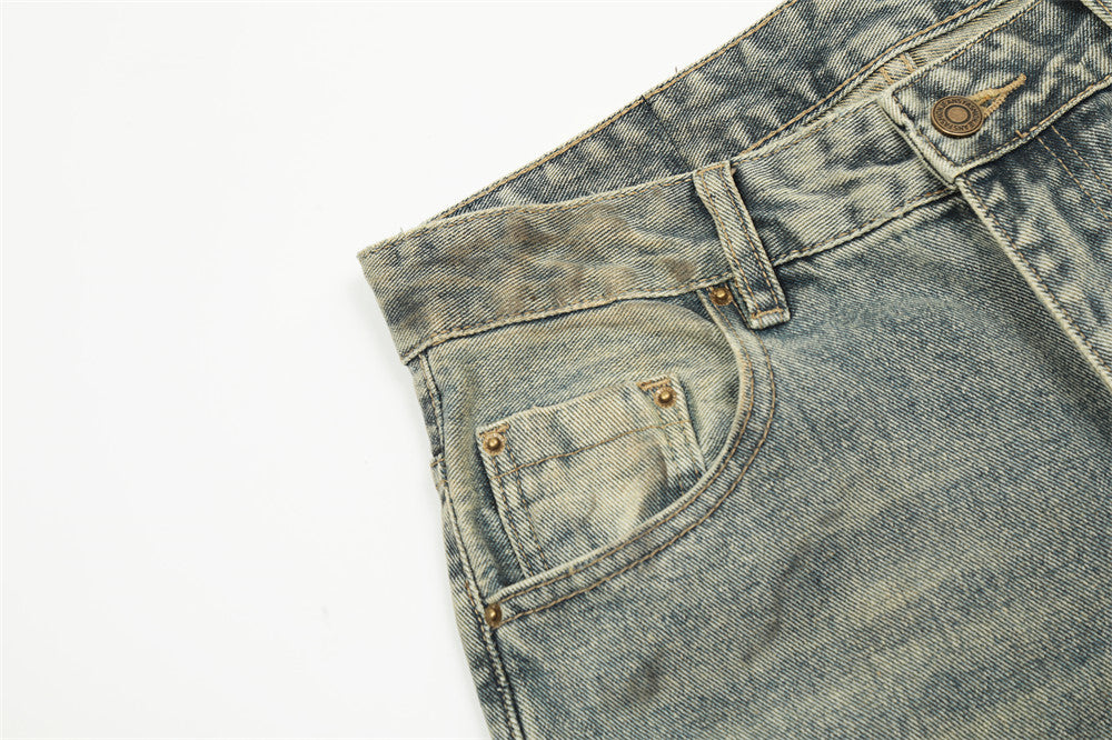 Hole Denim Men Trousers Heavy Industry Washing Hole Denim Men Trousers Heavy Industry Washing