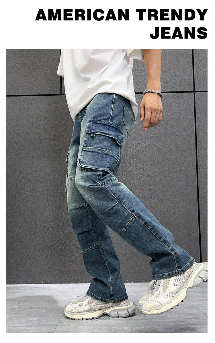 Multi-Pocket Workwear Jeans Men's Loose Large Size Trousers Multi-Pocket Workwear Jeans Men's Loose Large Size Trousers