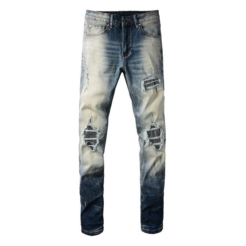 American High Street Men's Jeans Men's Hole Patch American High Street Men's Jeans Men's Hole Patch