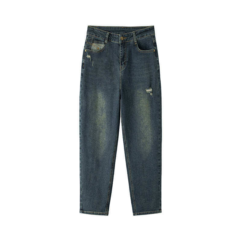 Water Washed Hole Harem Jeans Women Water Washed Hole Harem Jeans Women