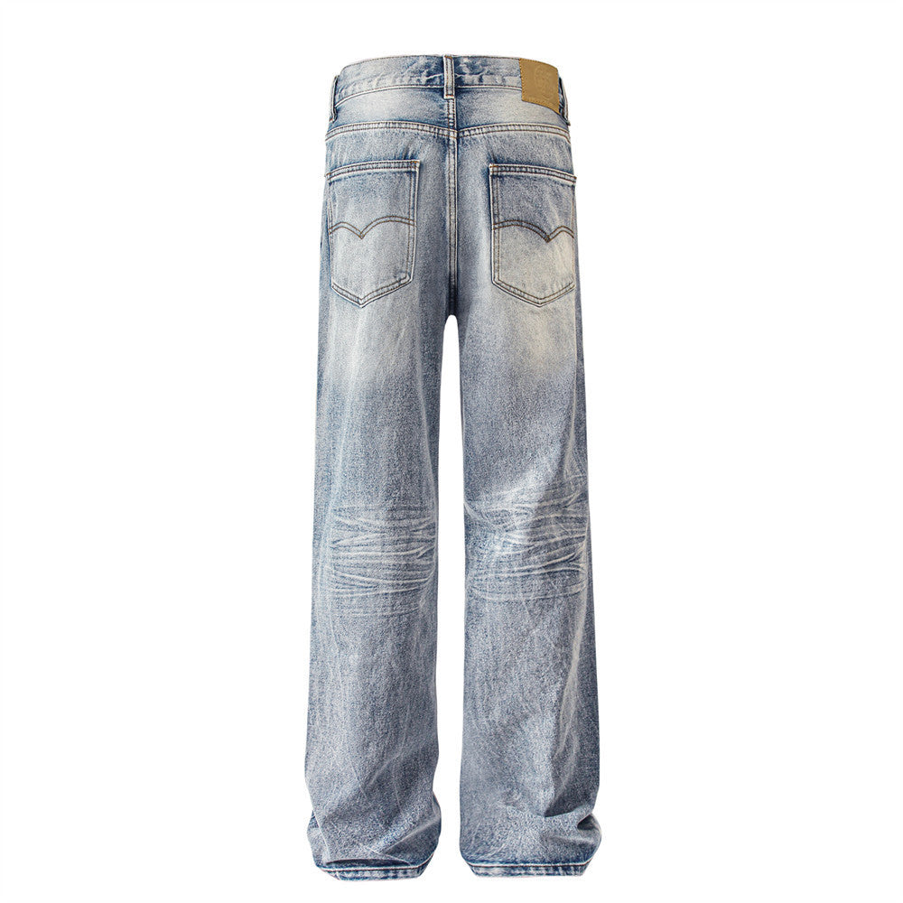 Fashion Retro Washed Worn Jeans Men Fashion Retro Washed Worn Jeans Men