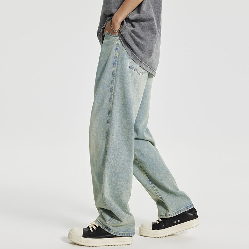 Men's Retro Washed Distressed Light-colored Jeans Men's Retro Washed Distressed Light-colored Jeans