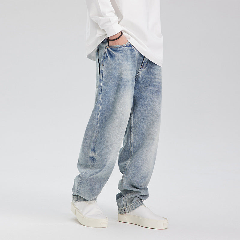 Fashion Retro Distressed Washed Jeans Men Fashion Retro Distressed Washed Jeans Men