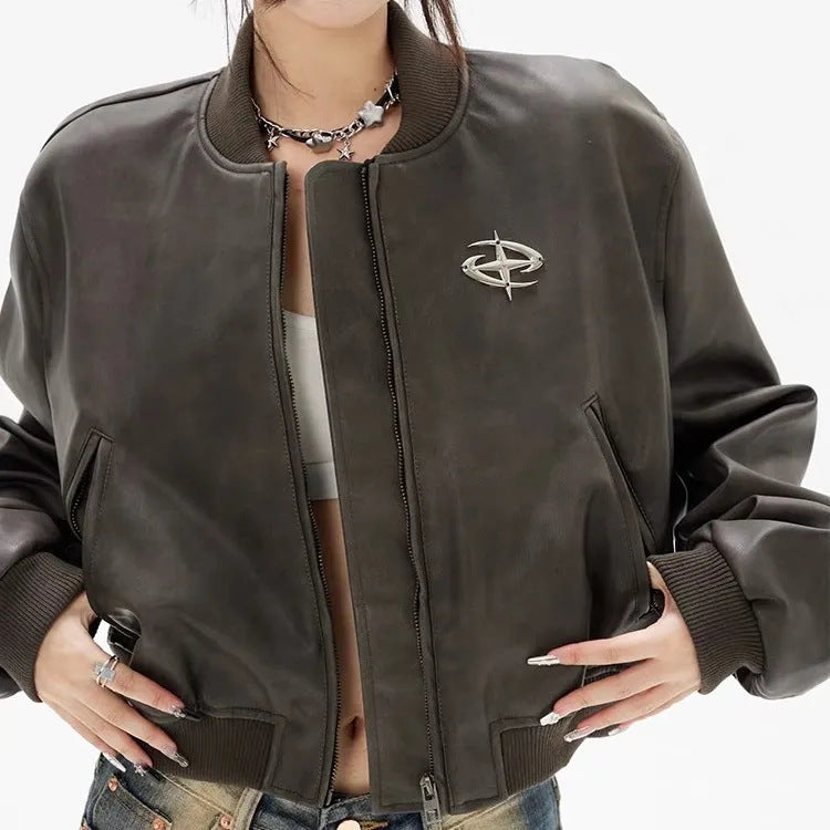 Jacket Baseball Uniform Baggy Coat Women Jacket Baseball Uniform Baggy Coat Women