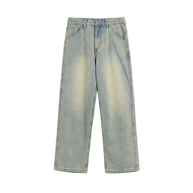 Men's Retro Washed Distressed Light-colored Jeans Men's Retro Washed Distressed Light-colored Jeans