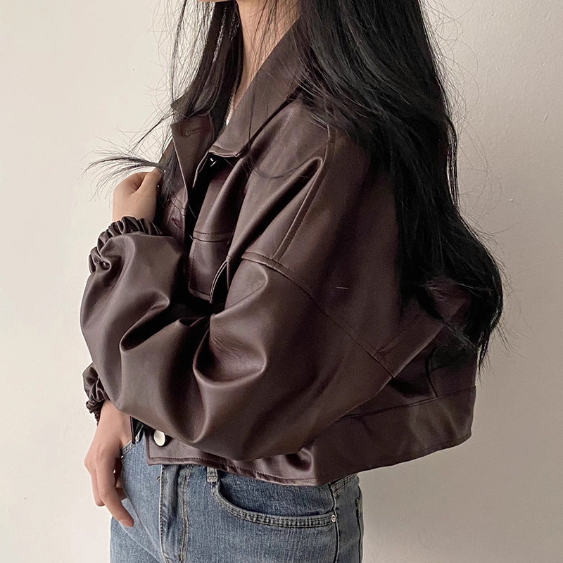 Versatile Short Jacket PU Leather Women Versatile Short Jacket PU Leather Women