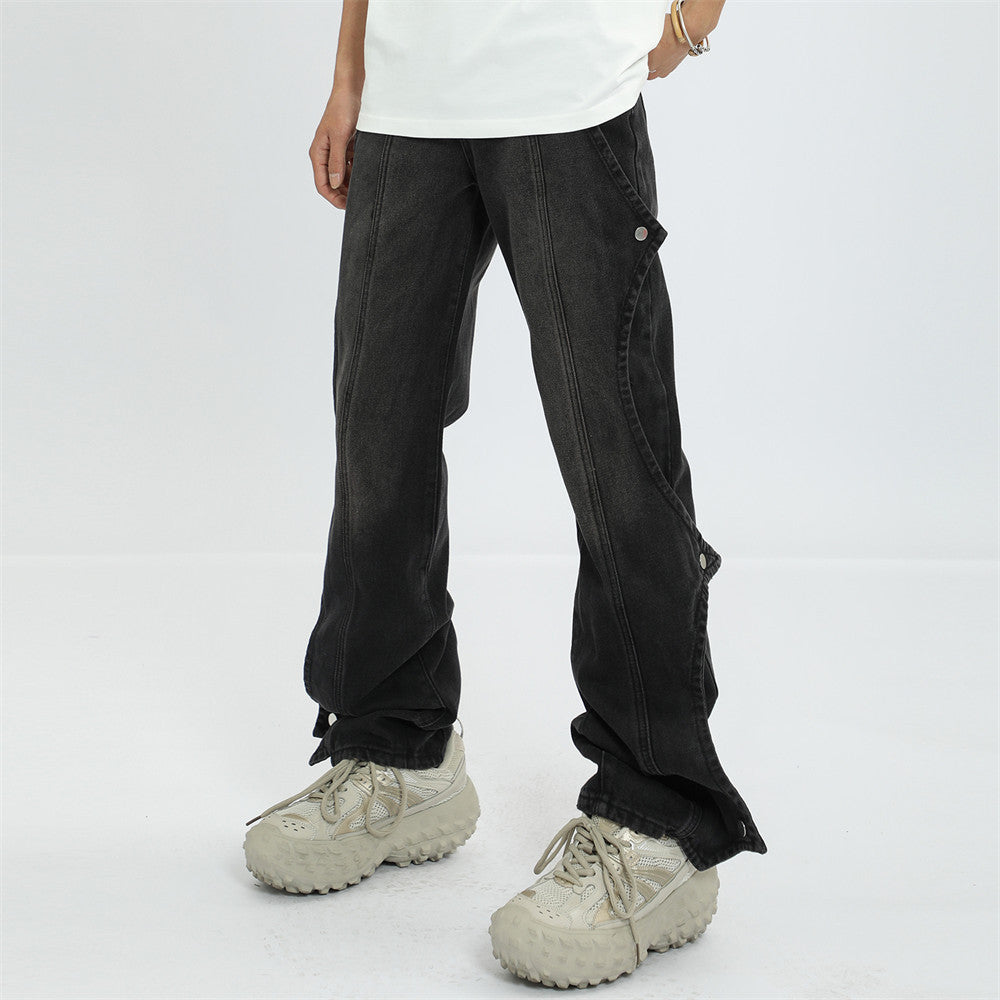 Fashion Rock Stitching Straight Jeans Men Fashion Rock Stitching Straight Jeans Men