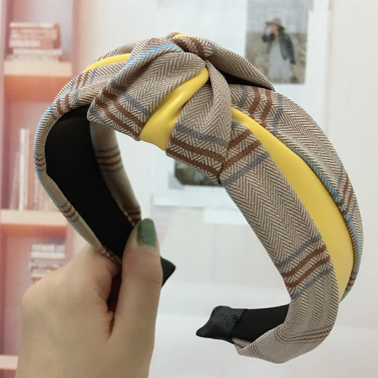 Houndstooth Wide-brim Retro Headband Adult Hair Accessories Houndstooth Wide-brim Retro Headband Adult Hair Accessories