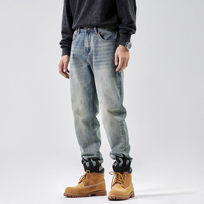 Blue Distressed Loose Straight Jeans Blue Distressed Loose Straight Jeans