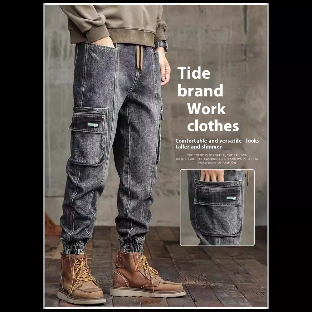 American Retro Ankle-tied Jeans Men American Retro Ankle-tied Jeans Men