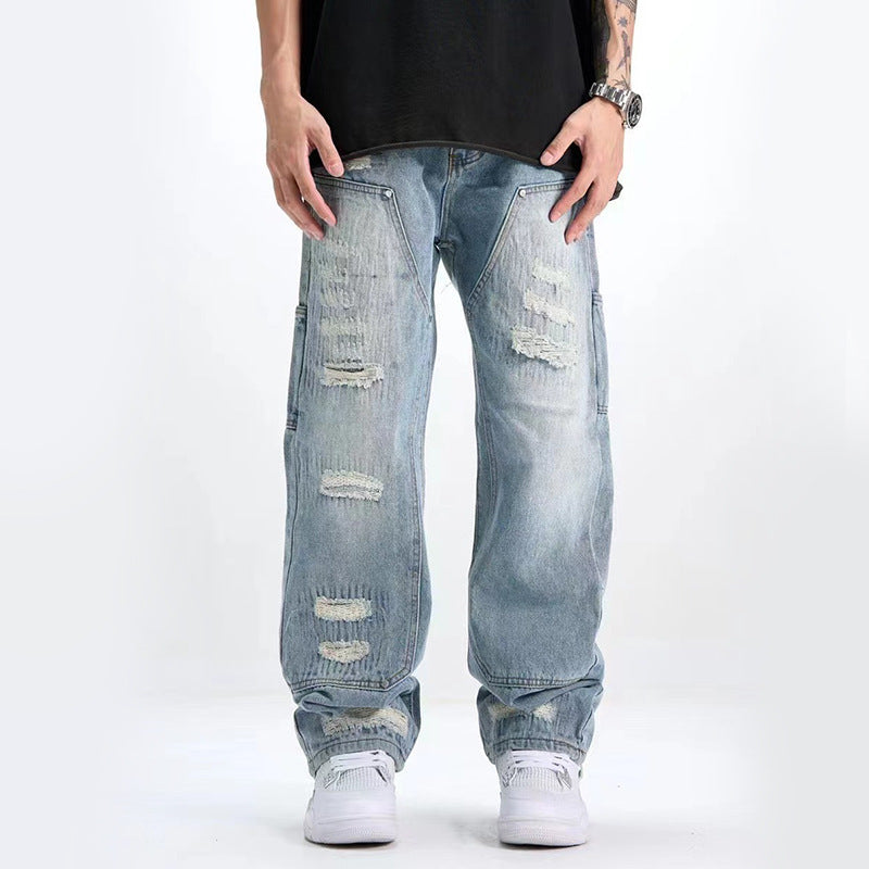 Washed And Frayed Craft Ripped Jeans For Men Washed And Frayed Craft Ripped Jeans For Men