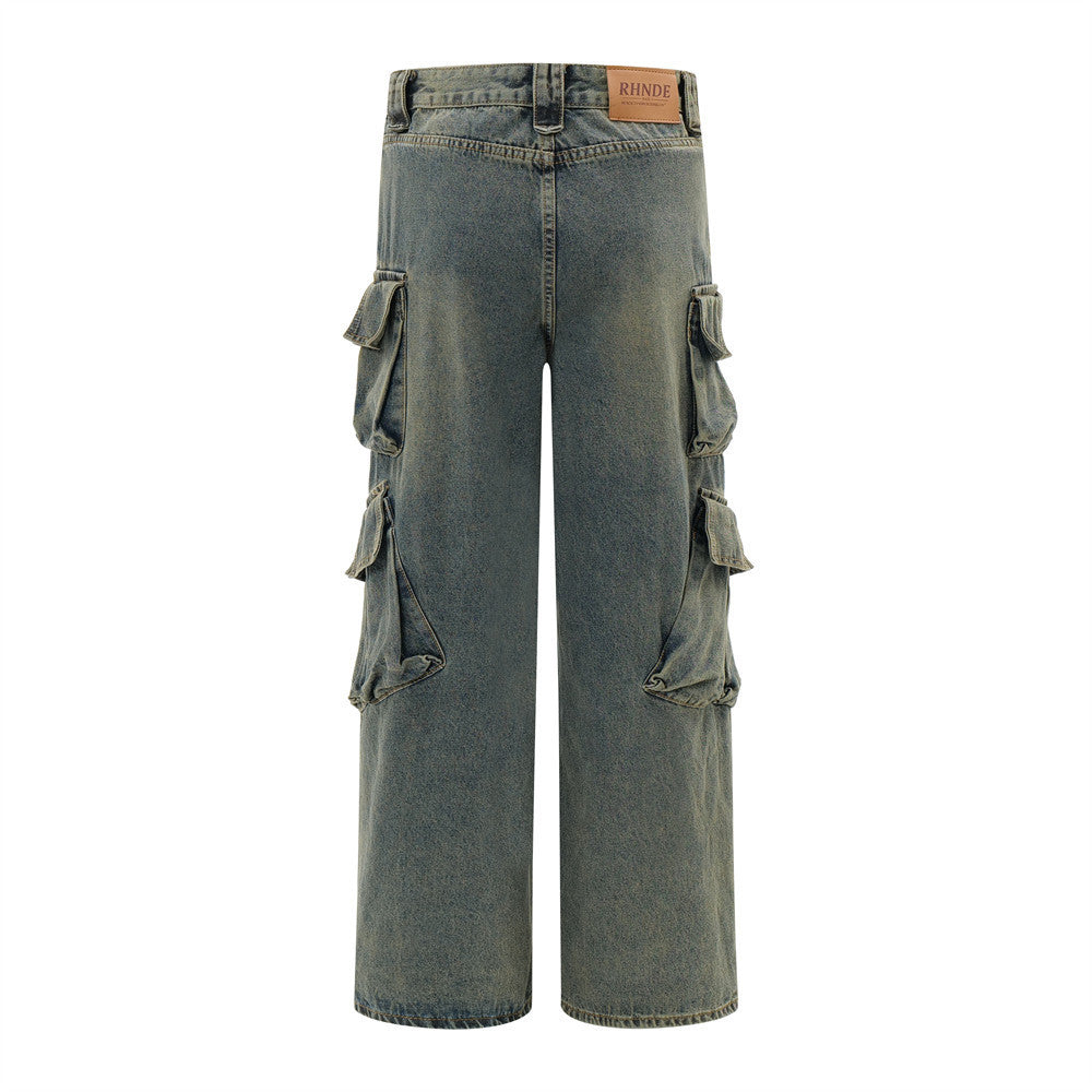 Punk Distressed Washed Denim Overalls Men Punk Distressed Washed Denim Overalls Men