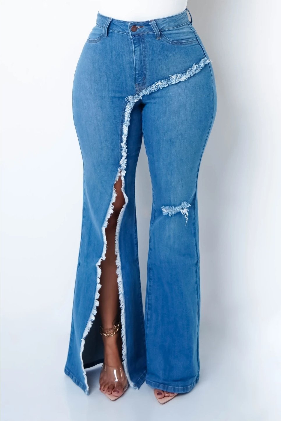 New style elastic ripped flared pants jeans women New style elastic ripped flared pants jeans women