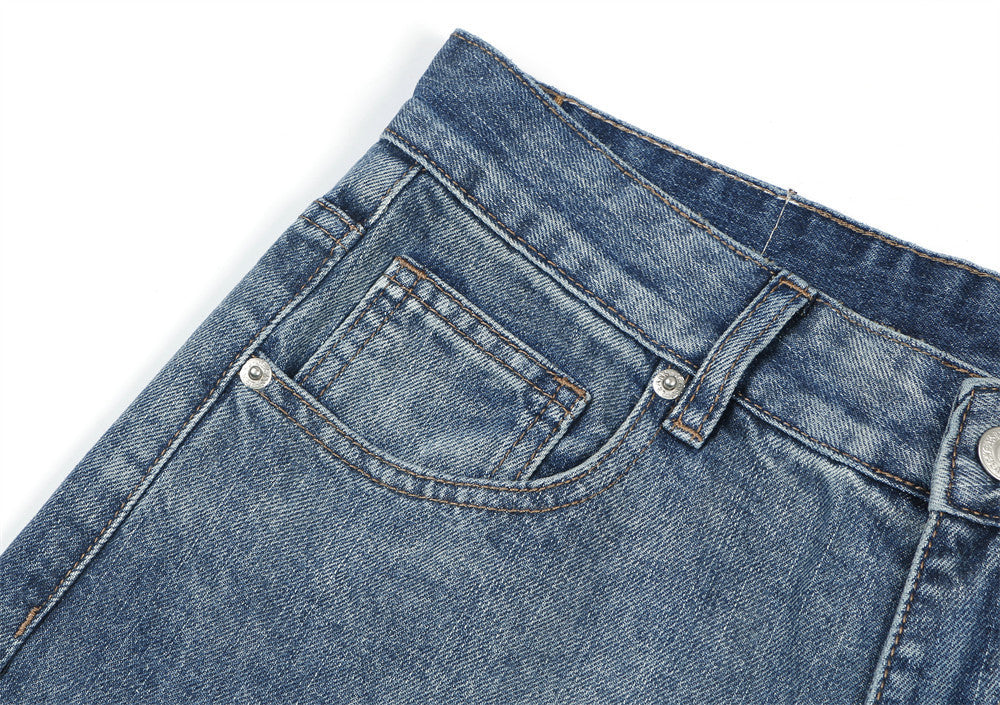 Washed Gradient Wide-leg Jeans Vintage Men's Clothing Washed Gradient Wide-leg Jeans Vintage Men's Clothing