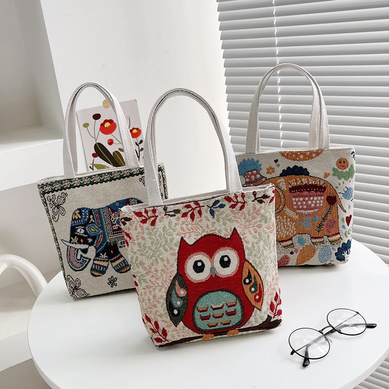 Small Retro Embroidered Canvas Handbag Small Retro Embroidered Canvas Handbag