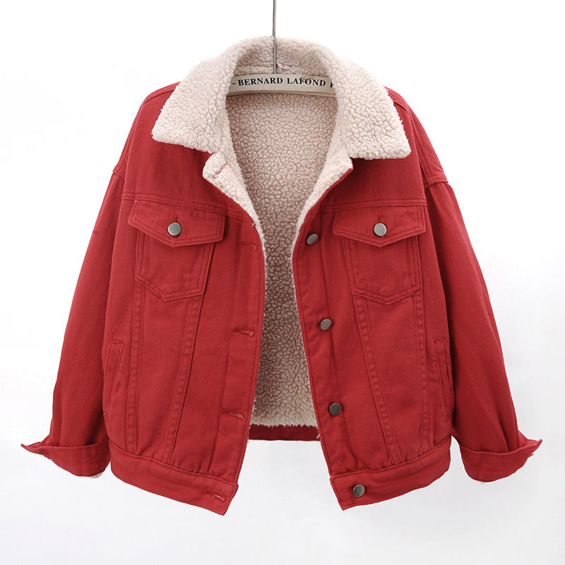 Lamb Wool Thickened Plus Velvet Denim Jacket Women Lamb Wool Thickened Plus Velvet Denim Jacket Women