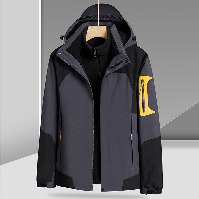 Three-in-one Removable Liner With Velvet Thickening Windproof Waterproof Jacket Three-in-one Removable Liner With Velvet Thickening Windproof Waterproof Jacket