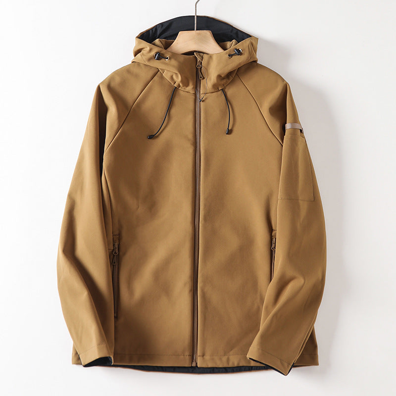 Windproof Men's Fleece-lined Soft Case Hooded Jacket Windproof Men's Fleece-lined Soft Case Hooded Jacket
