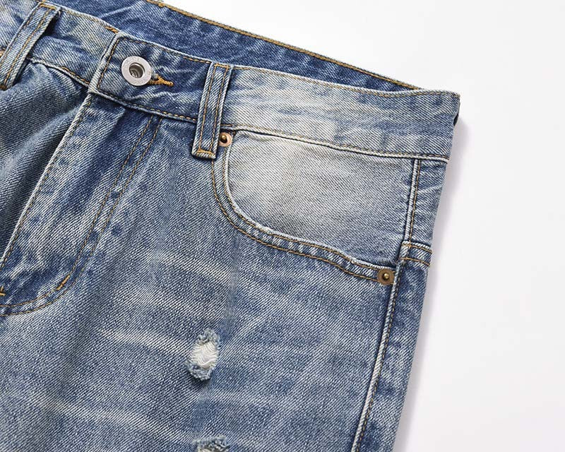High Street American Retro Worn Looking Washed-out Ripped Skinny Jeans Men High Street American Retro Worn Looking Washed-out Ripped Skinny Jeans Men
