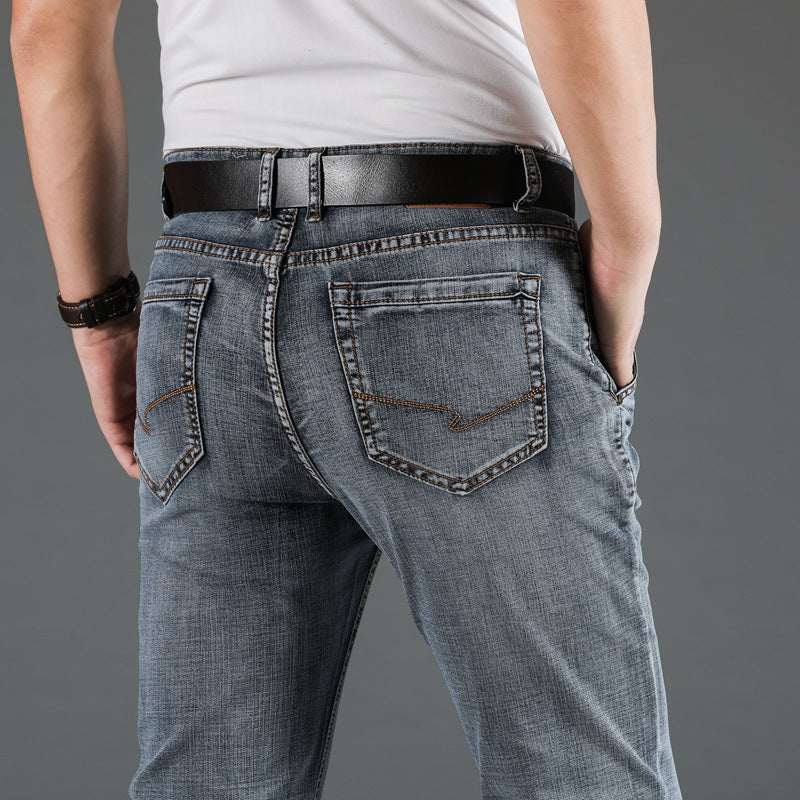 Straight Elastic Anti-theft Zipper Business Casual Denim Men's Pants Straight Elastic Anti-theft Zipper Business Casual Denim Men's Pants