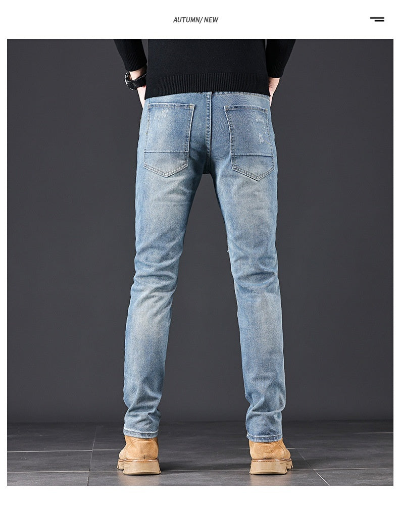 High-end Blue With Holes Jeans For Men High-end Blue With Holes Jeans For Men