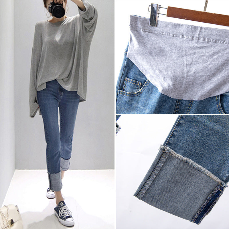 Straight Cropped Jeans Cuffed Jeans For Pregnant Women Straight Cropped Jeans Cuffed Jeans For Pregnant Women
