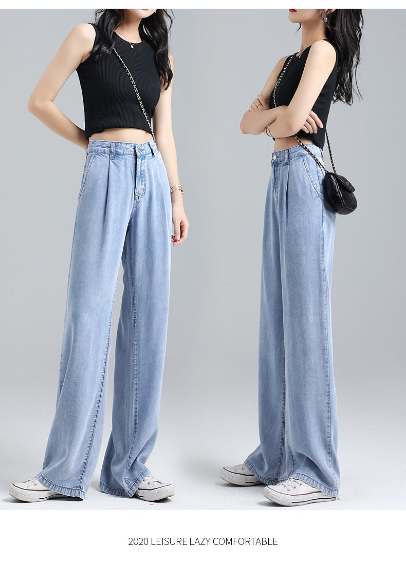 Tencel jeans wide leg pants for women in summer Tencel jeans wide leg pants for women in summer