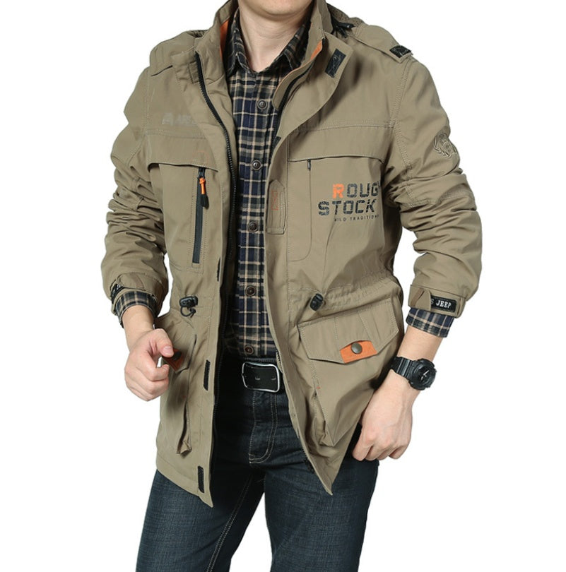 Spring thin Jacket jacket Men's casual outdoor waterproof breathable long hooded stand collar Jackets men 086 Spring thin Jacket jacket Men's casual outdoor waterproof breathable long hooded stand collar Jackets men 086