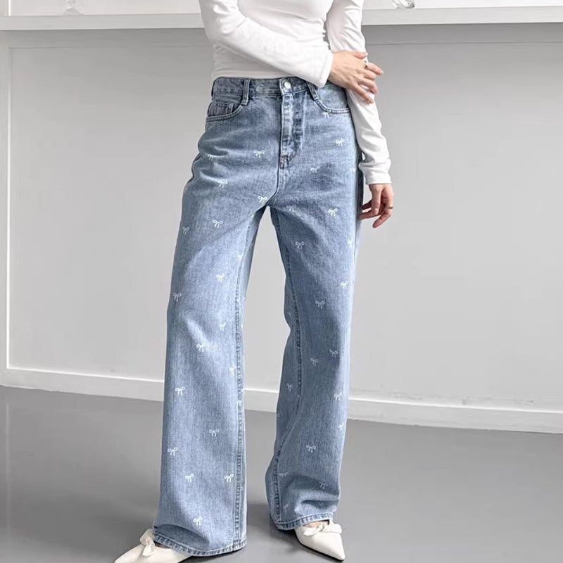 All-matching Wide Leg Straight Jeans For Women All-matching Wide Leg Straight Jeans For Women