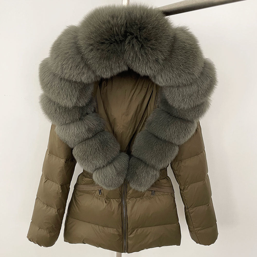 Short Women's Thickened Slim Fit Waist-tight Fur Down Jacket Short Women's Thickened Slim Fit Waist-tight Fur Down Jacket
