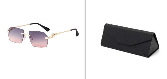 Frameless Trimming Leopard Temple Men Retro Square Frame Driving Sunglasses Frameless Trimming Leopard Temple Men Retro Square Frame Driving Sunglasses