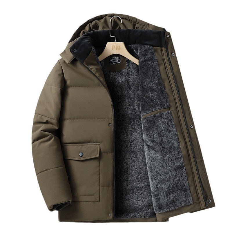 Winter Popular Middle-aged And Elderly Cotton Down Jacket Men Fleece-lined Thickened Hooded Warm Middle-aged And Elderly Winter Popular Middle-aged And Elderly Cotton Down Jacket Men Fleece-lined Thickened Hooded Warm Middle-aged And Elderly