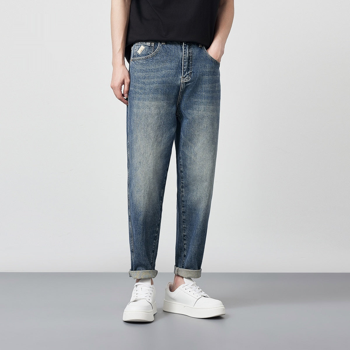 Men's Versatile Straight Leg Washed Jeans Men's Versatile Straight Leg Washed Jeans