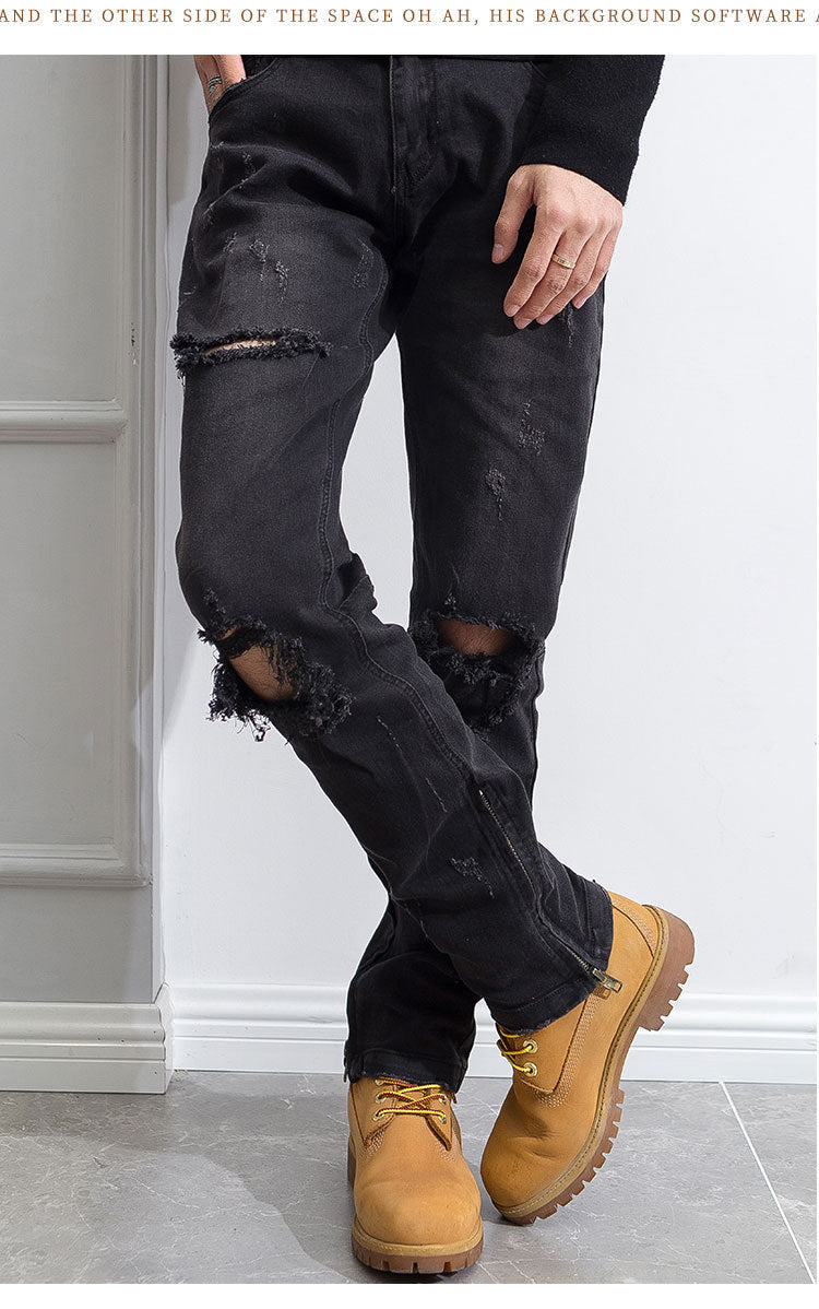 Hip Hop Trend Men's Belt Zipper Jeans Hip Hop Trend Men's Belt Zipper Jeans