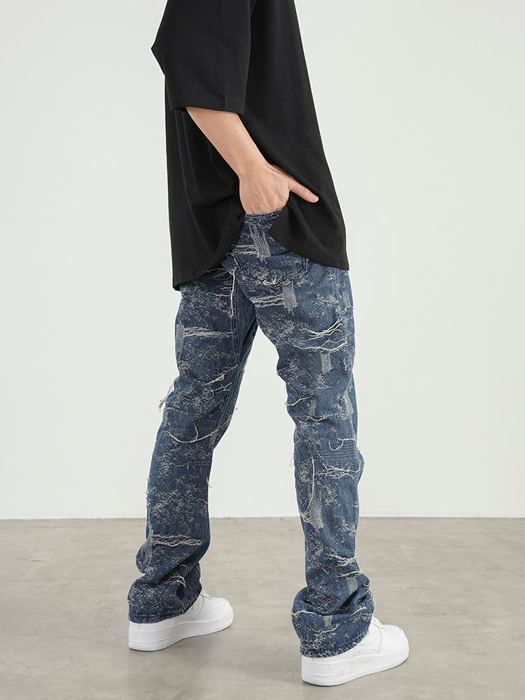 Cat Whiskers Deconstructed Micro Flared Jeans Men Cat Whiskers Deconstructed Micro Flared Jeans Men