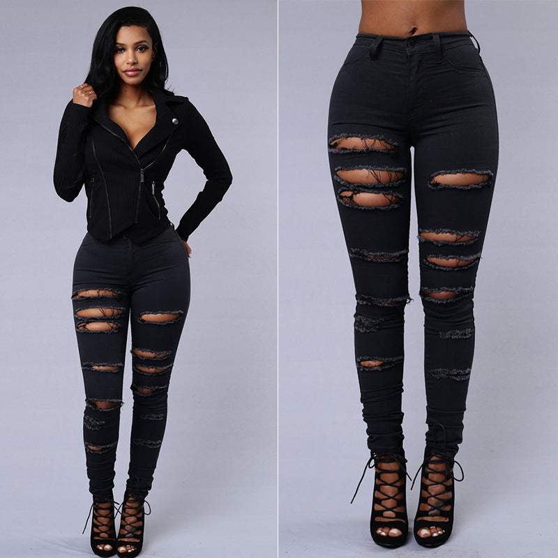 Ripped Jeans Women Skinny Trousers Casual High Waist Pencil Pants Ripped Jeans Women Skinny Trousers Casual High Waist Pencil Pants
