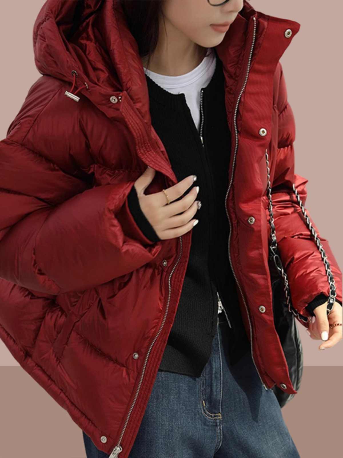 Elegant High-grade Loose Hooded Thickened Thermal Cotton Coat Jacket Elegant High-grade Loose Hooded Thickened Thermal Cotton Coat Jacket