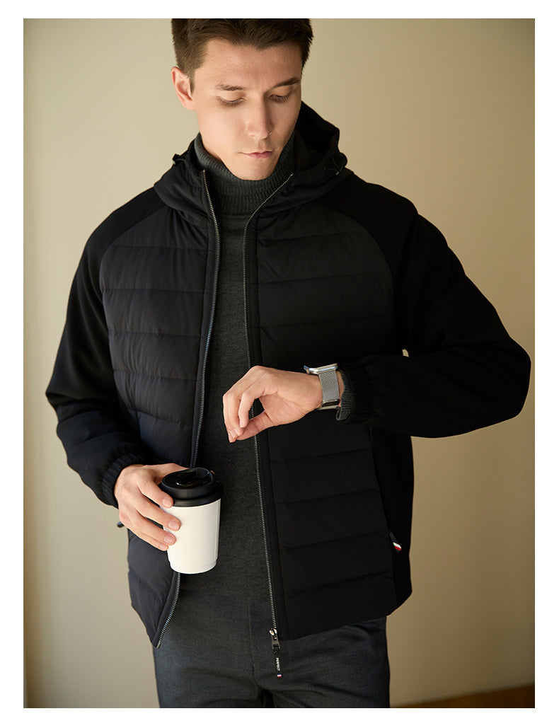 Men's Down Jacket Hooded Thin Stitching Casual Jacket Men's Down Jacket Hooded Thin Stitching Casual Jacket