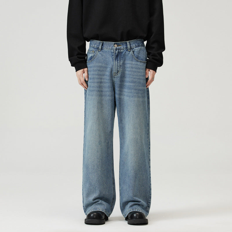 Men And Women Washed-out Vintage Wide-leg Pants Men And Women Washed-out Vintage Wide-leg Pants