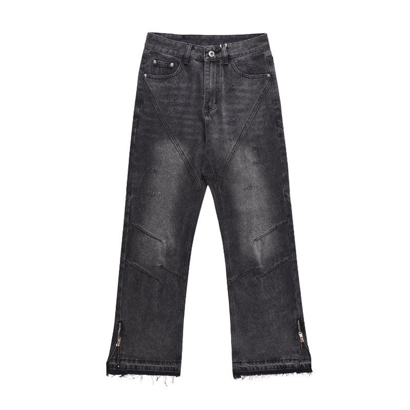 American High Street Leg Opening Zipper Jeans For Men American High Street Leg Opening Zipper Jeans For Men