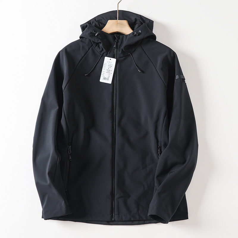 Windproof Men's Fleece-lined Soft Case Hooded Jacket Windproof Men's Fleece-lined Soft Case Hooded Jacket