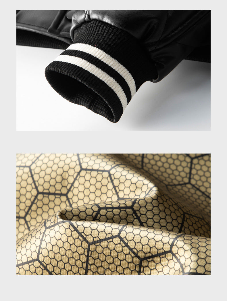 Jacket Men's Leather Coat Men's Trendy Baseball Uniform Jacket Men's Leather Coat Men's Trendy Baseball Uniform