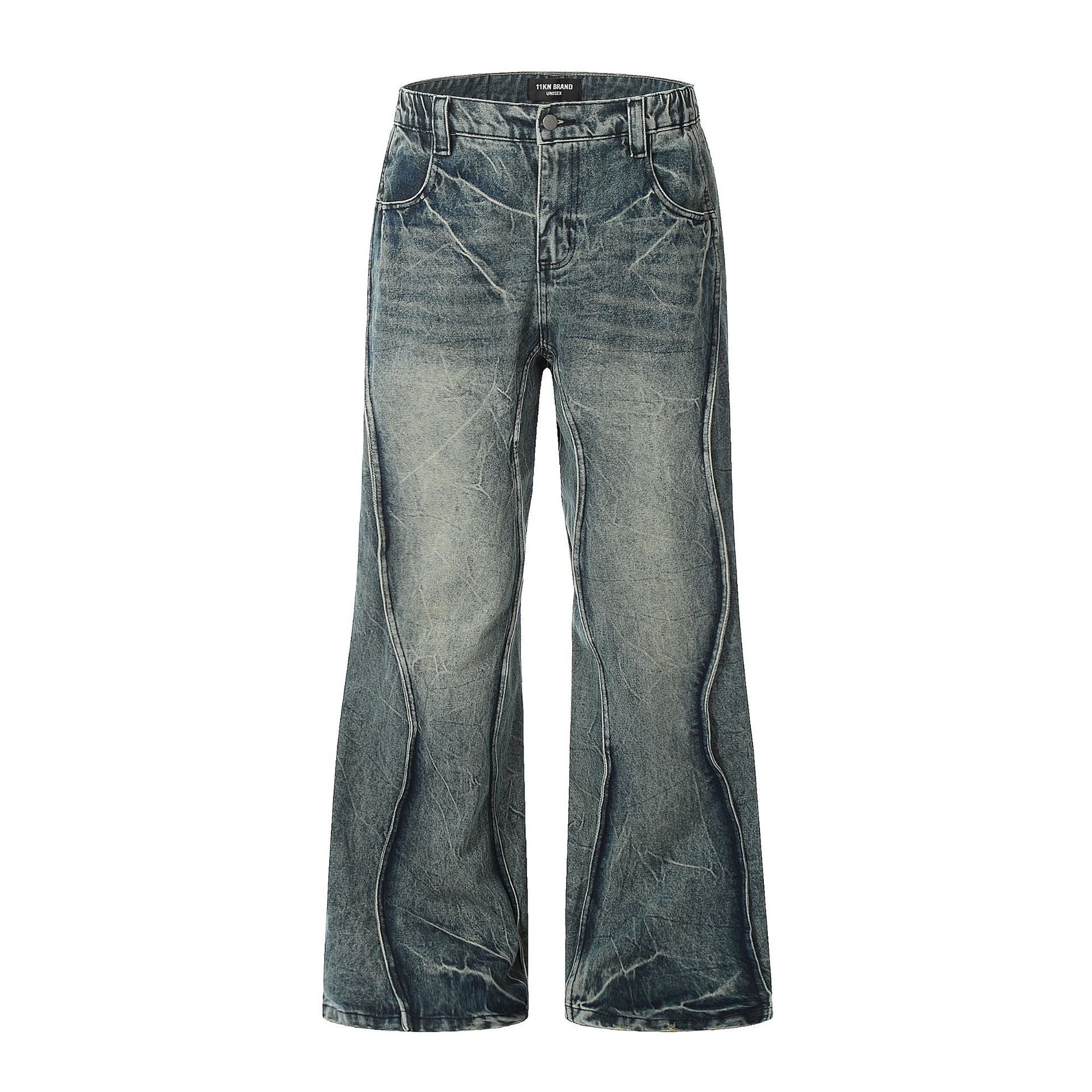 Wave Line Loose Wide Leg Jeans For Men Wave Line Loose Wide Leg Jeans For Men
